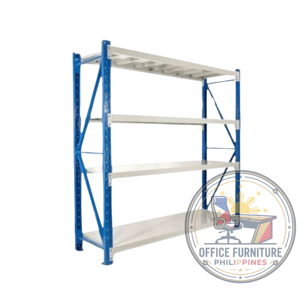 4-TIER BLUE AND WHITE HEAVY-DUTY STORAGE RACK