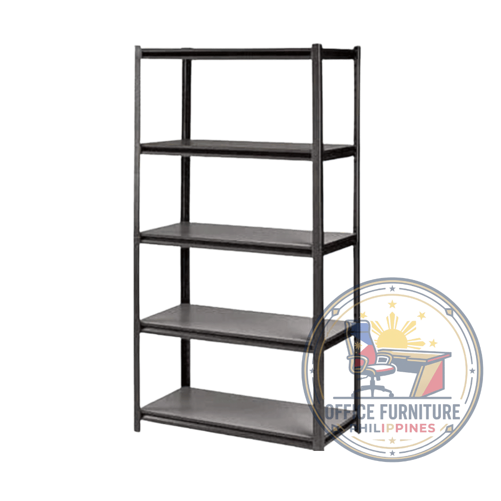 5-TIER BLACK HEAVY-DUTY STEEL STORAGE RACK